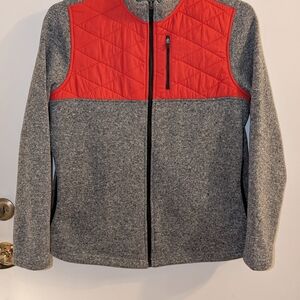 Zyia Cabin Jacket Gray and Red Quilted Jacket